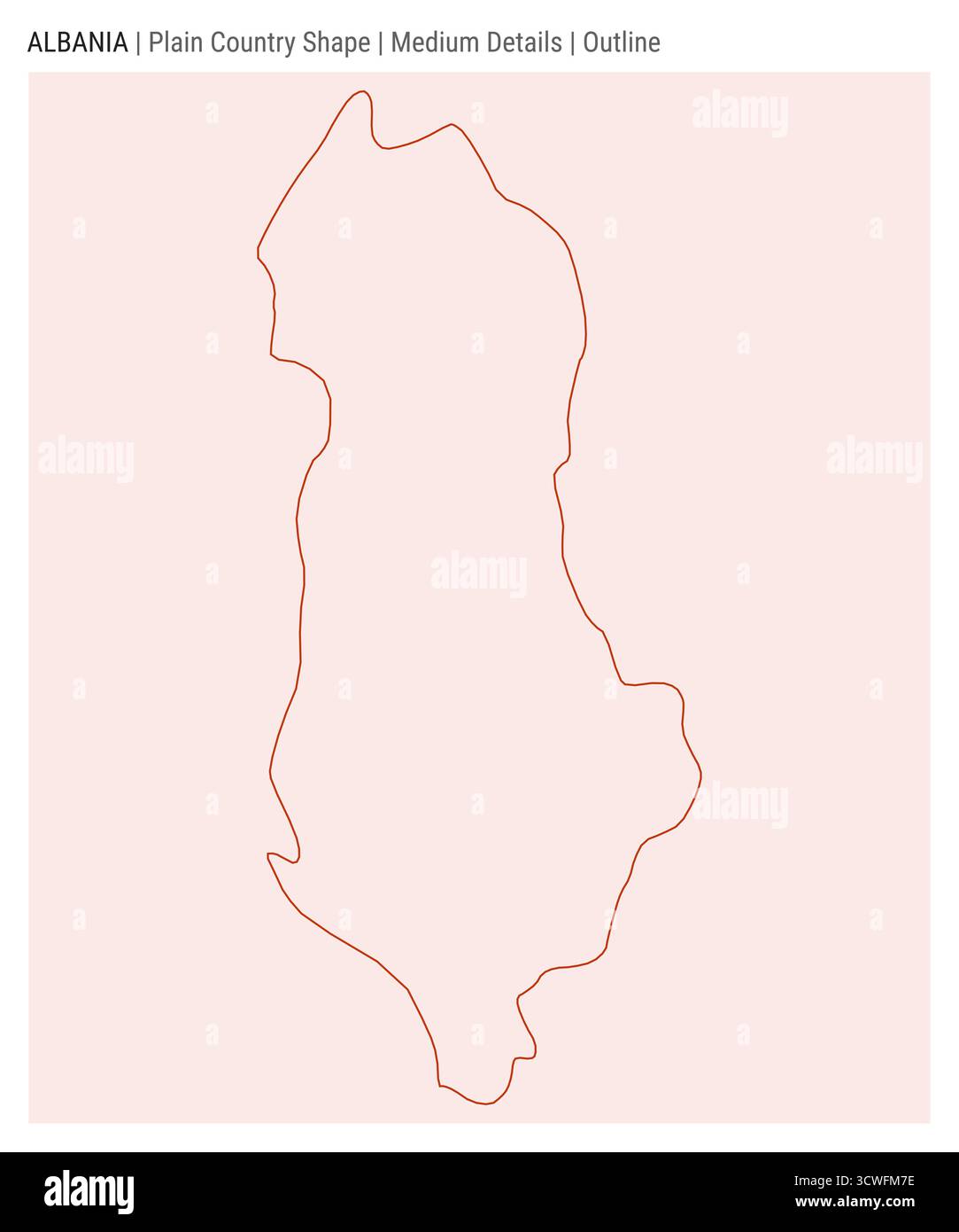 Albanien einfache Landkarte. Mittlere Details. Umrissstil. Die Form Albaniens. Vektorabbildung. Stock Vektor