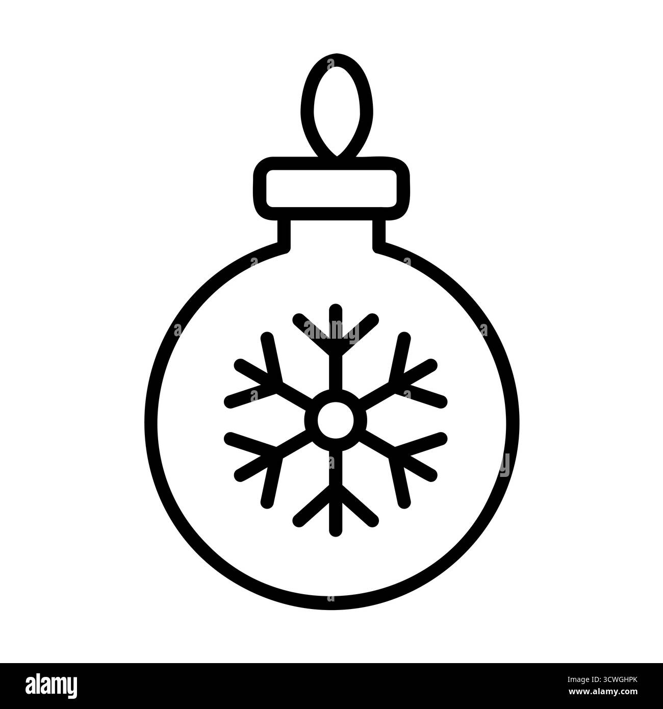 Dekorativer Weihnachtsbaumkugel-Umrissvektor, elegant und minimal, geeignet für festliche Muster, Einladungen und Webdesign. Stock Vektor