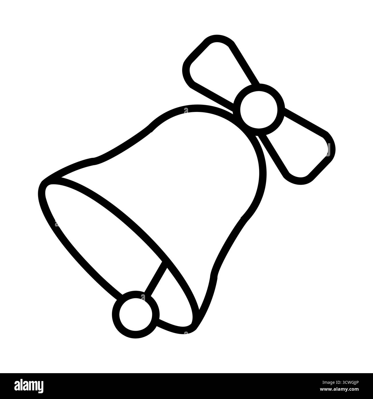 Weihnachtsglocke Umrissvektor mit Band, Symbol der Freude und Feier, ideal für Einladungen, Dekorationen und Weihnachtskarten. Stock Vektor