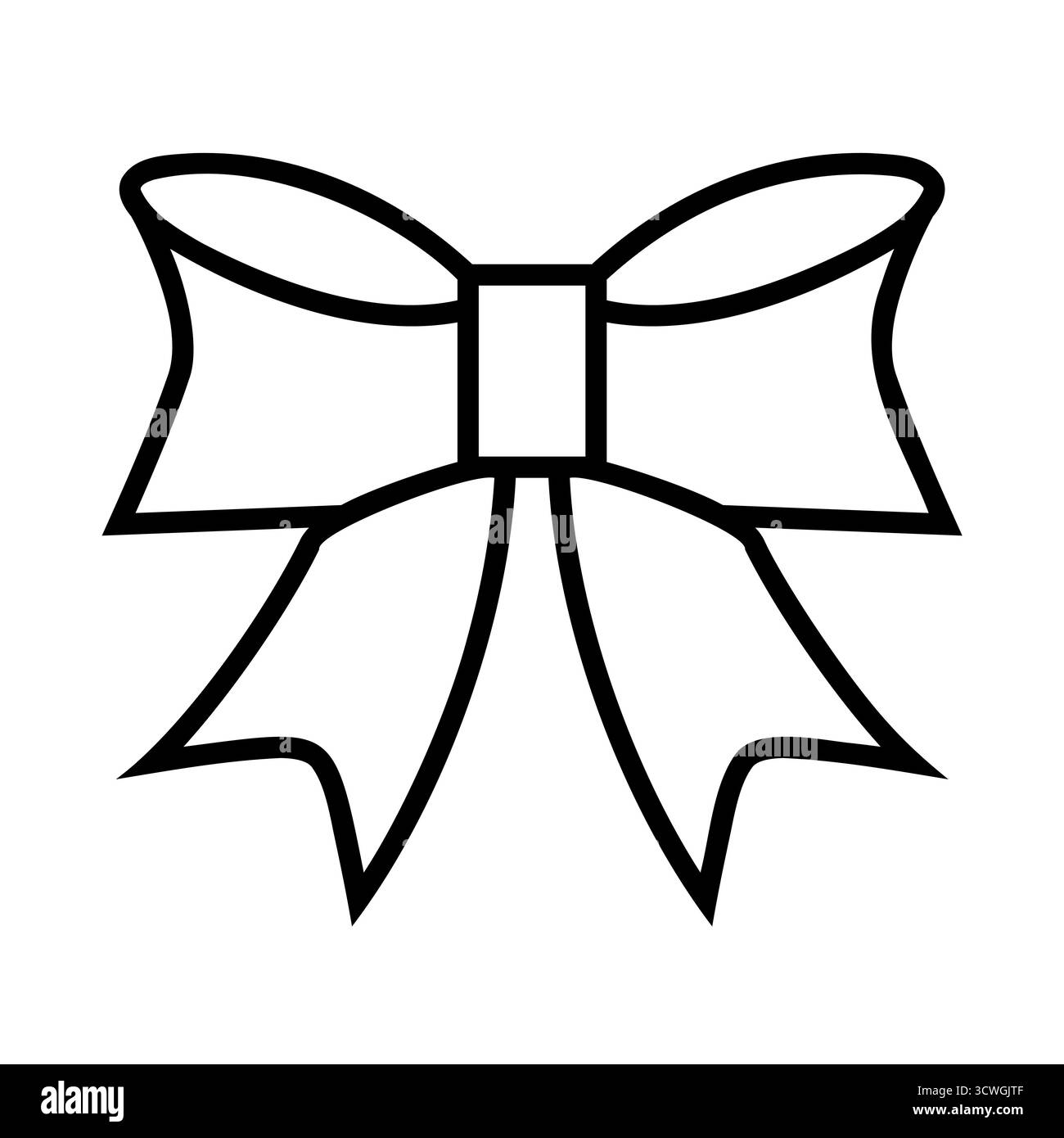 Elegante festliche Schleifenkontur, perfekt für Weihnachtsgeschenke, Dekorationen und stilvolle Weihnachtsgrafiken. Stock Vektor