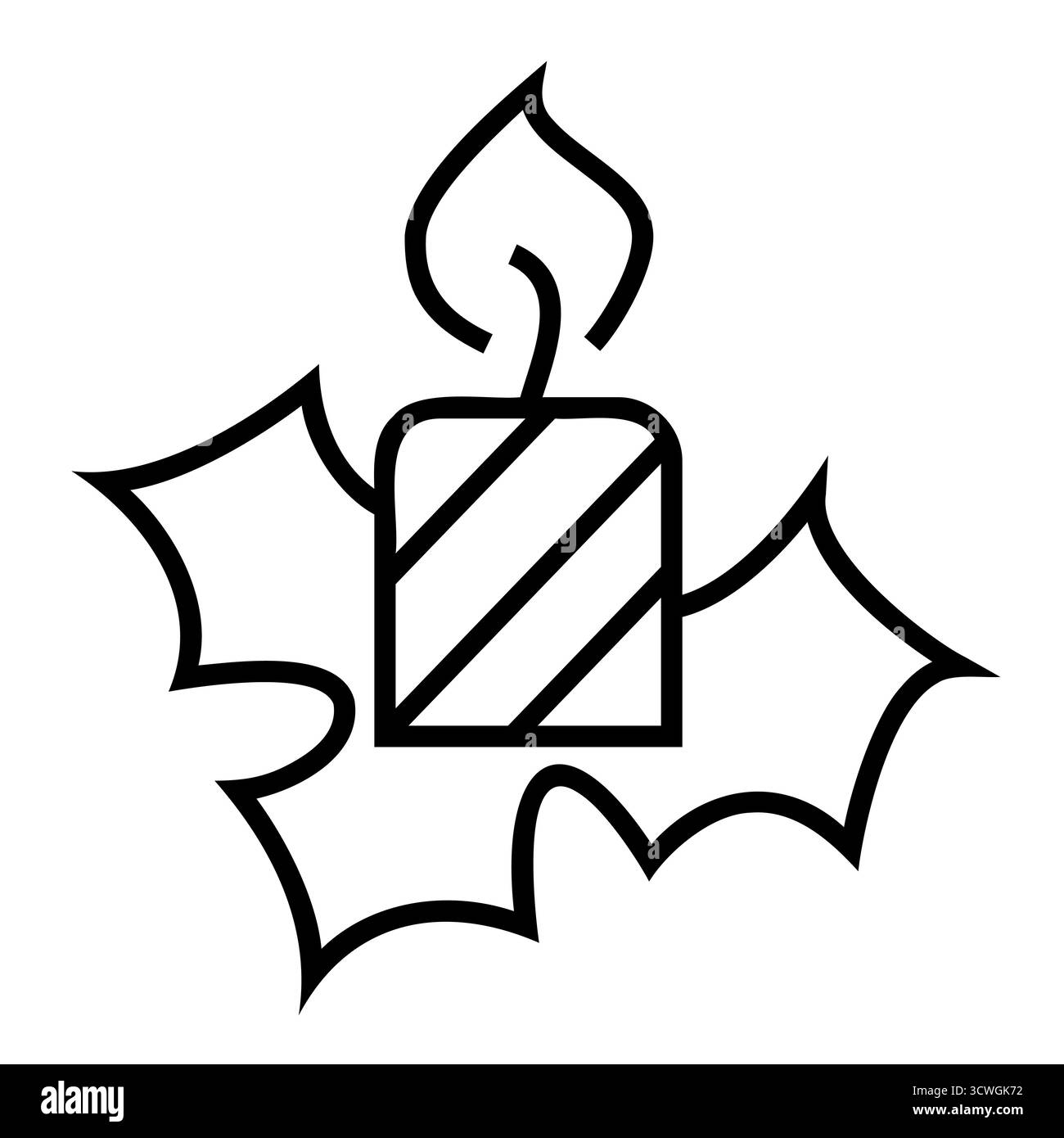 Dekorative Weihnachtskerzen umreißen Vektor, perfekt für Winterferien, gemütliches Wohndesign und festliche Illustrationen. Stock Vektor