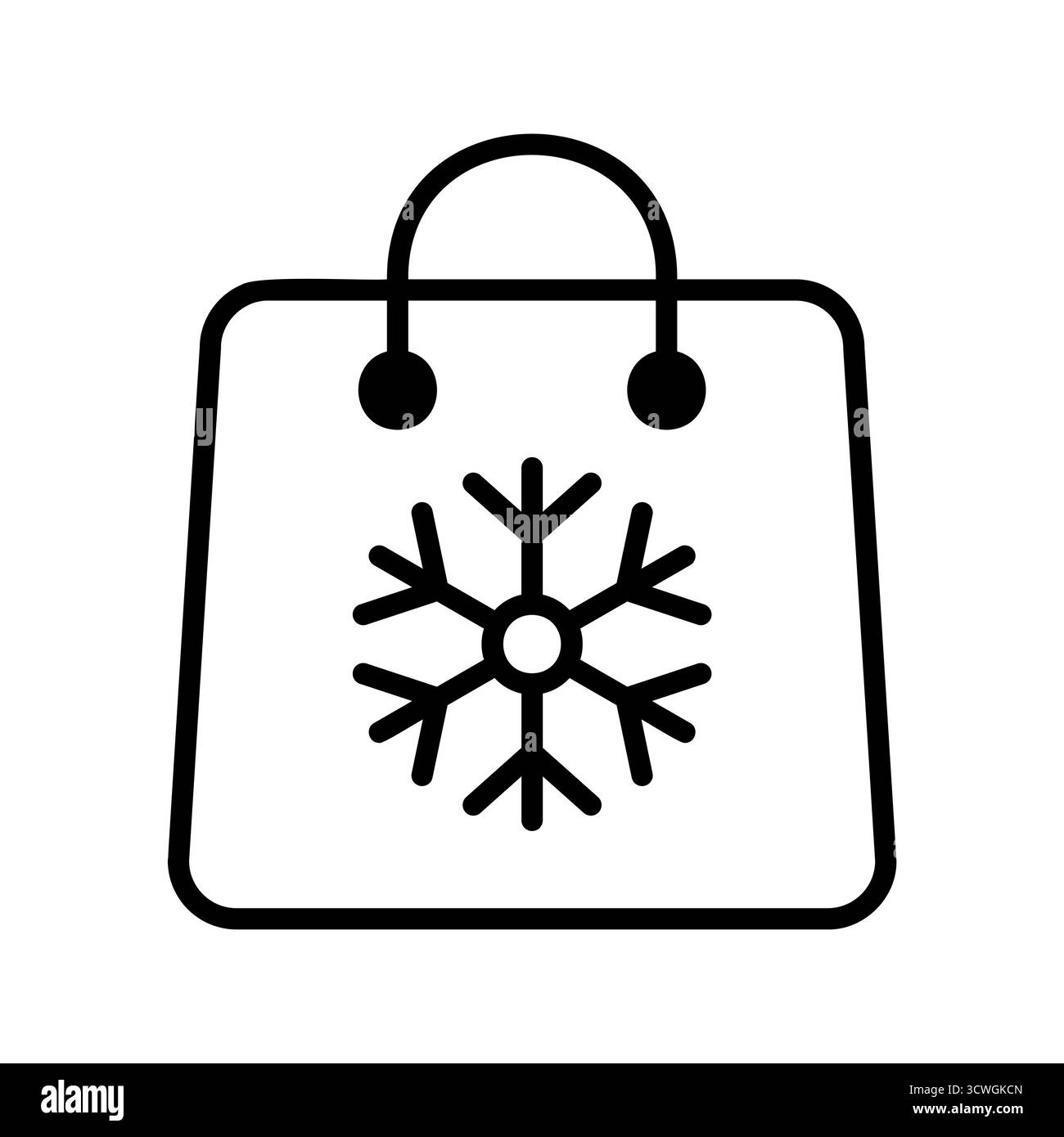 Weihnachtliche Geschenktüte mit Schneeflocken-Design, ideal für Weihnachtsverpackungen, Online-Shops und saisonale Illustrationen. Stock Vektor