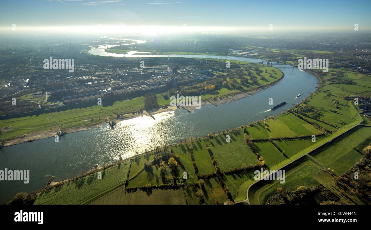 Luftaufnahme, Kaltwalzwerk 2 Beeckerwerth, Rhein, Rheinwiesen, Bär, thyssenkrupp Steel Europe AG, Sauerstoffstahlwerk 2, Stahlwerk, Stahlmanufa Stockfoto