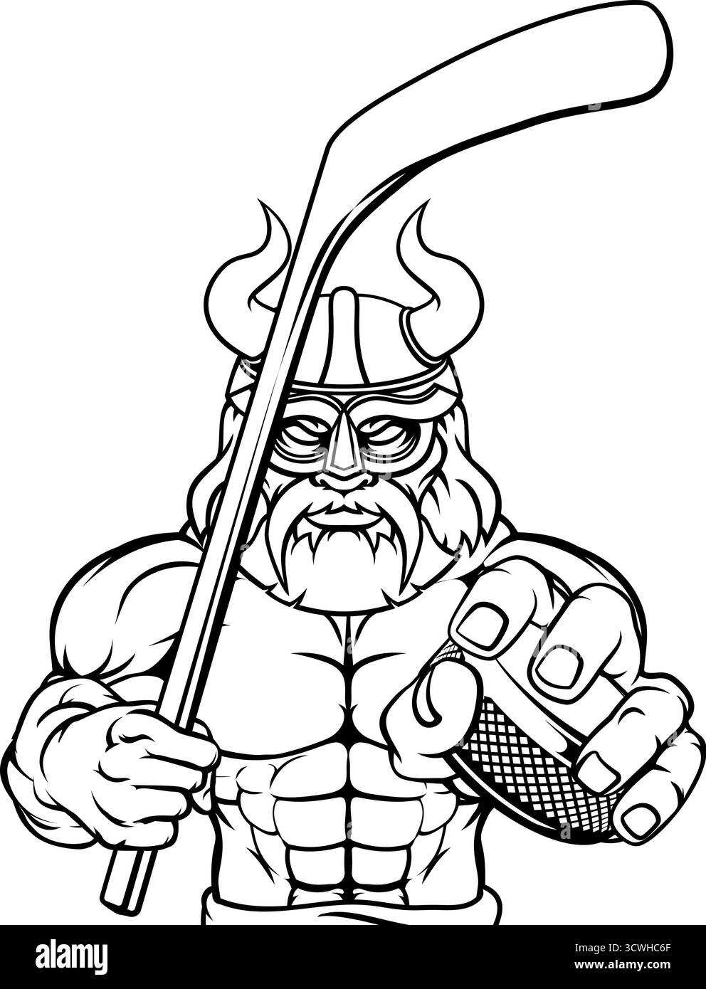 Viking Man Eishockey Sports Team Mascot Stock Vektor