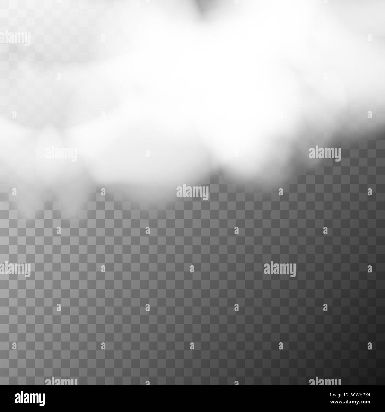 Transparenter Nebelhintergrund mit weichen weißen Wolken im realistischen Stil. Stock Vektor