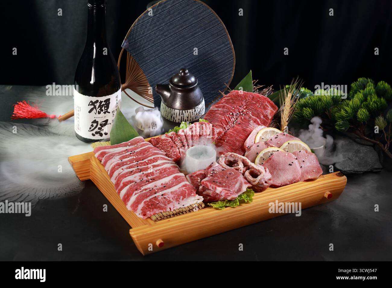 wagyu Beef Platte，Wagyu Beef Set Stockfoto