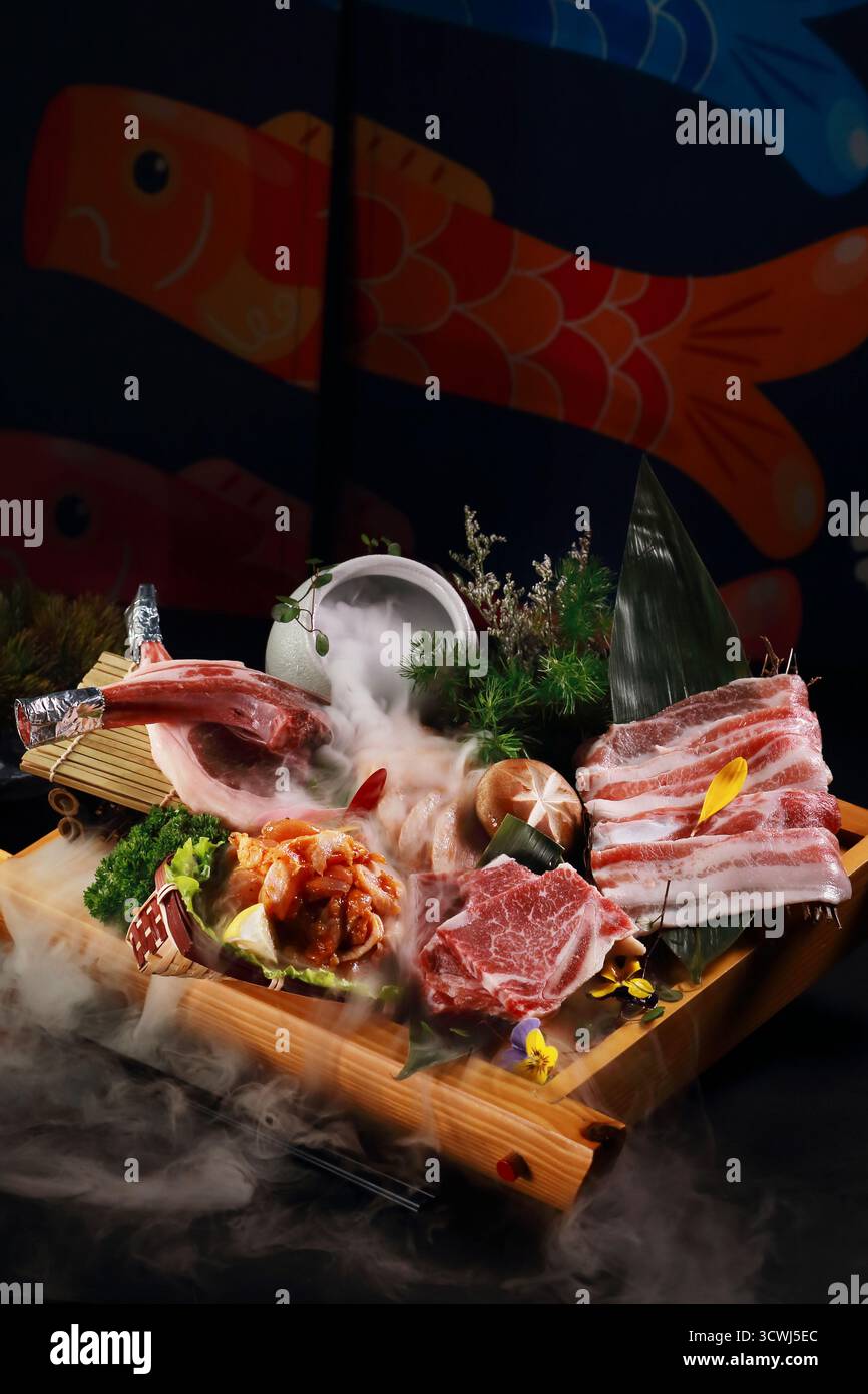 wagyu Beef Platte，Wagyu Beef Set Stockfoto