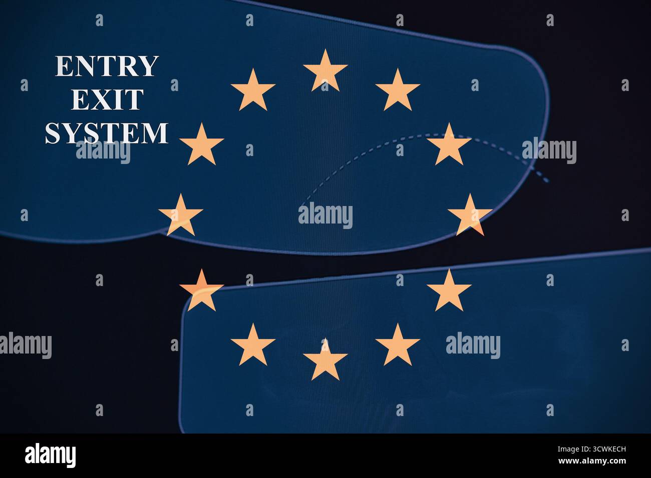 EES ist ein automatisiertes IT-System für Reisende aus Drittstaaten. Es wird biometrische Daten von nicht-EU-Bürgern erfassen, die in den Schengen-Raum einreisen Stockfoto