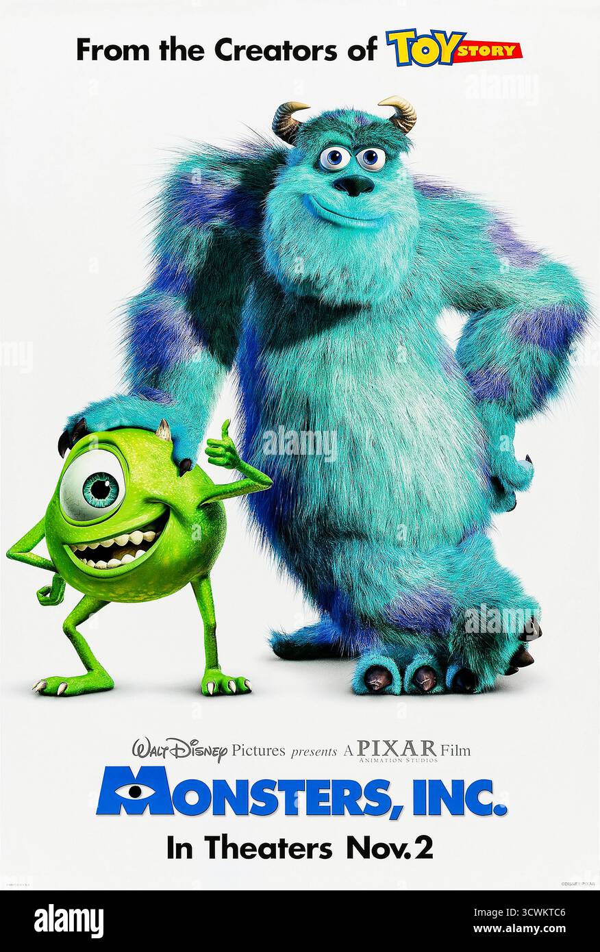 Monsters, Inc. (2001) unter der Regie von Pete Docter mit John Goodman, Billy Crystal und Steve Buscemi. Zwei Monster, die in einer Schreifabrik arbeiten, müssen ein menschliches Kind zurückbringen, das versehentlich in ihre Welt kommt. Foto eines Original-Posters aus dem Jahr 2001 (US Advance Poster), das NUR ZUR REDAKTIONELLEN VERWENDUNG VERWENDET WIRD. Quelle: BFA / Walt Disney Pictures Stockfoto