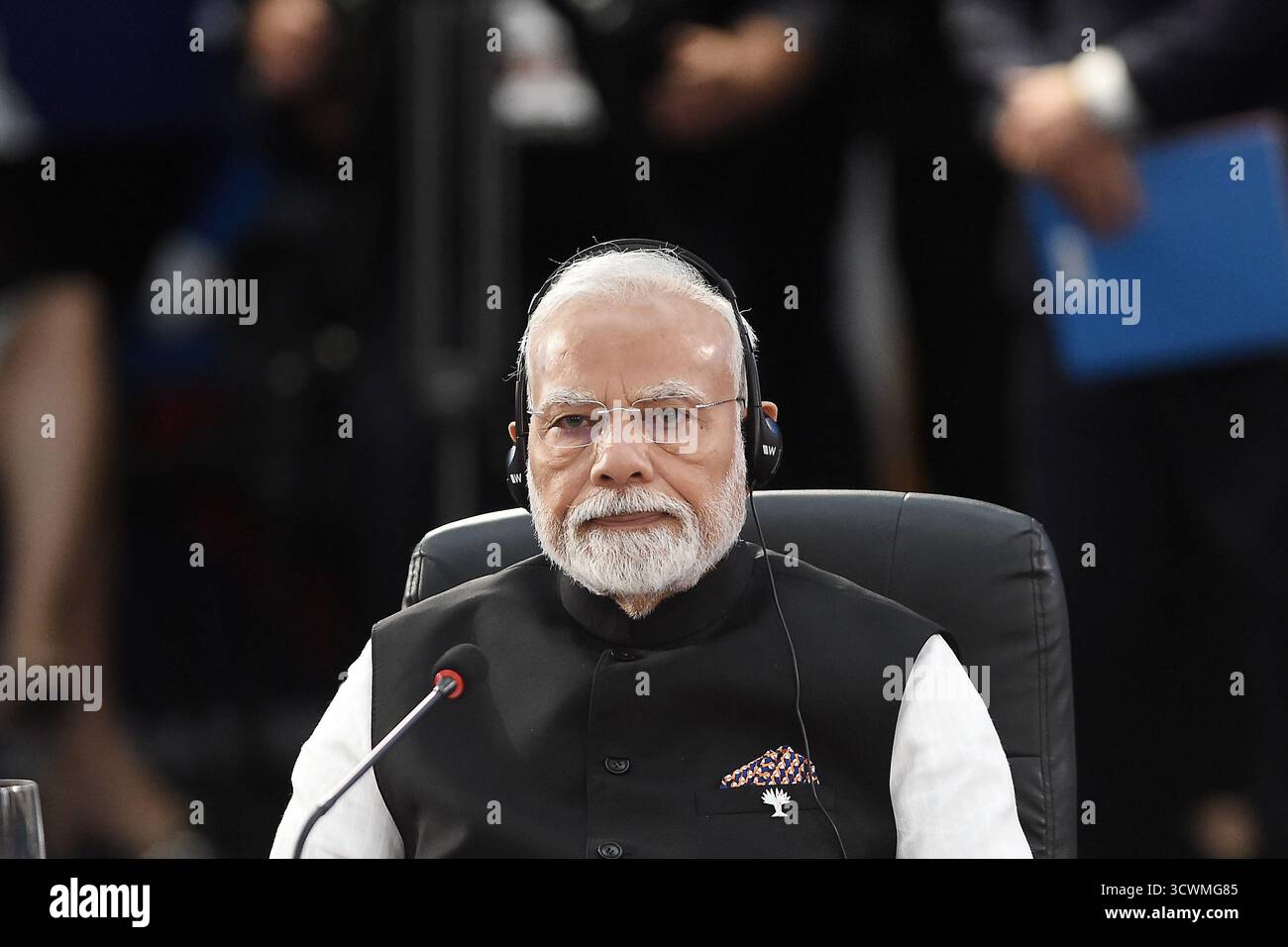 Rio de Janeiro, Brasilien, 6. Juli 2025. Indische Premierministerin Narendra Modi während einer Sitzung auf der BRICS-Plenartagung 2025. Stockfoto