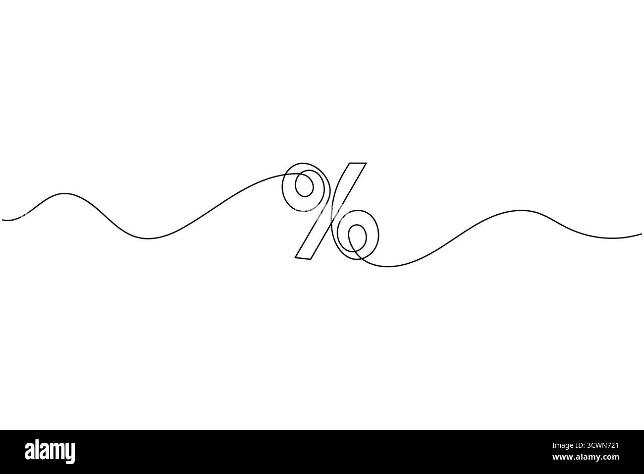Prozentzeichen durchgehende einzeilige Zeichnung minimalistisches Symbol für Finanzierungsrabatte Stock Vektor