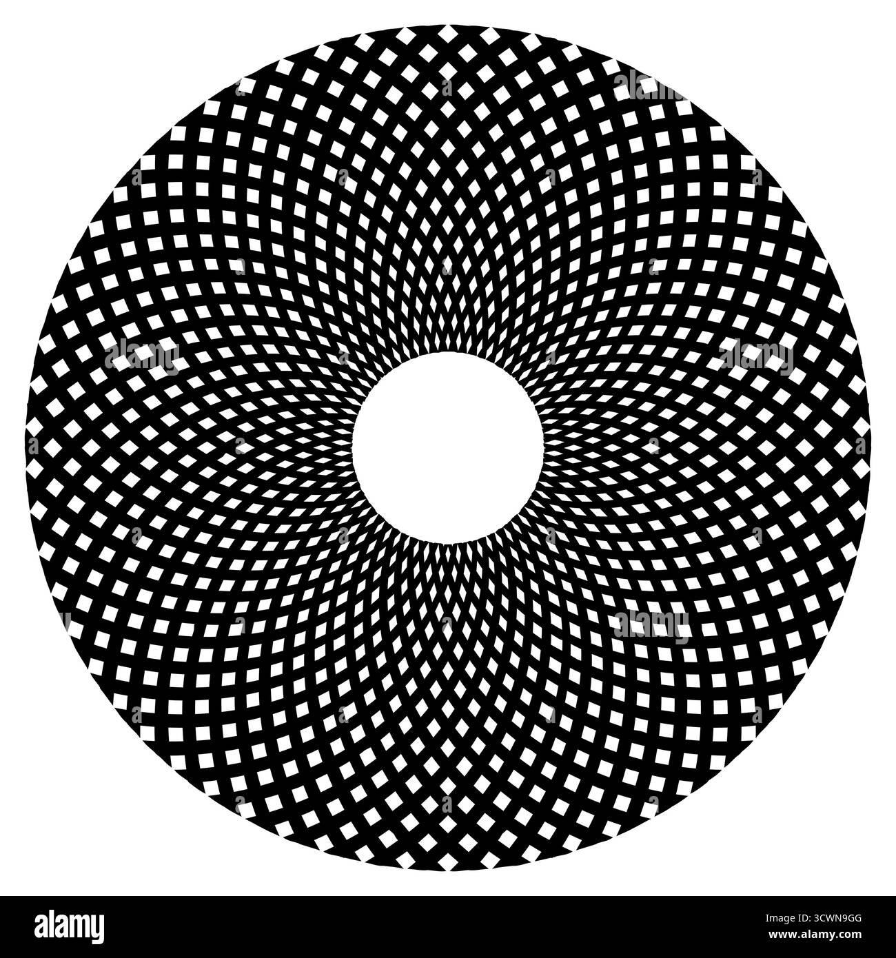 Radiales quadratisches Wirbelmuster mit optischer Illusionsspirale Stock Vektor