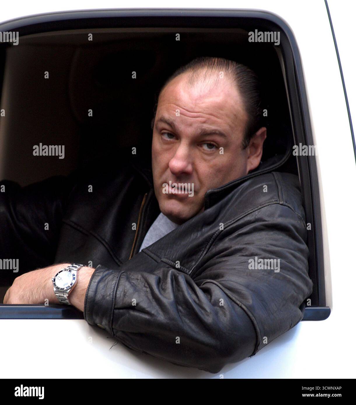 James Gandolfini am Set von "die Sopranos". New York, 16. Oktober 2003 Stockfoto