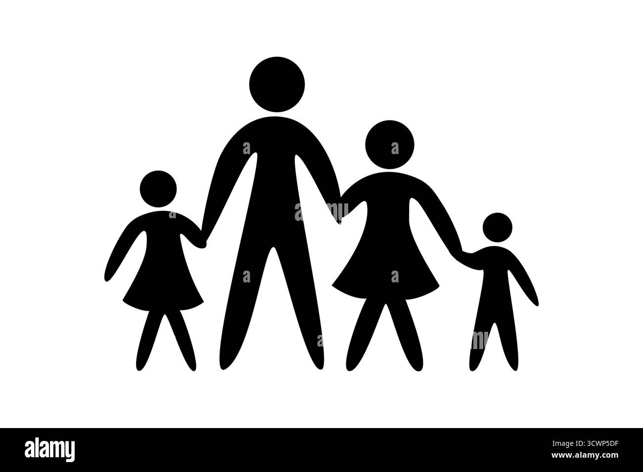 Symbol für die Silhouette der Familie auf weißem Hintergrund. Stockfoto
