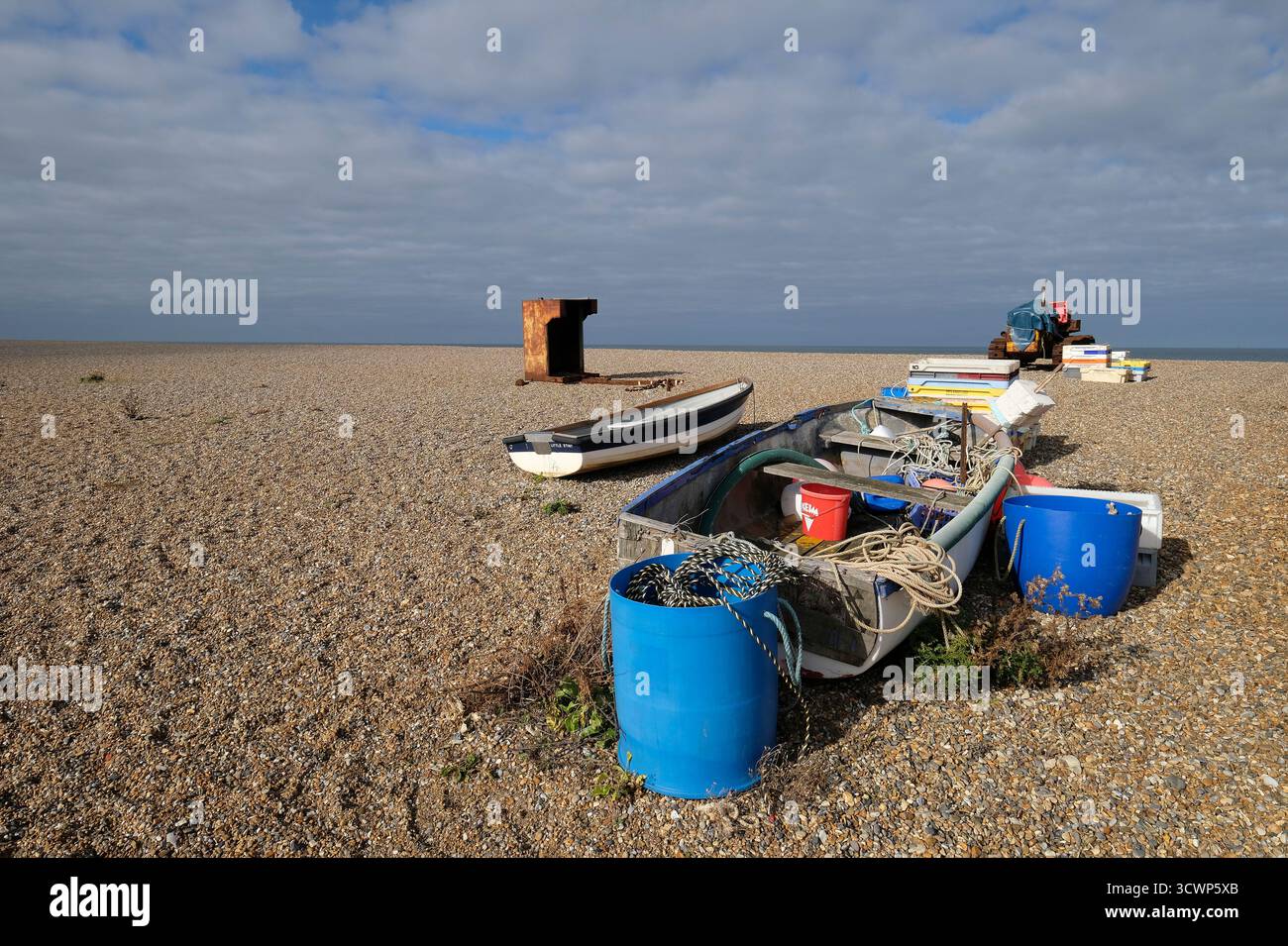Fischerboote am Strand von cley-next-the-Sea, Nord-norfolk, england Stockfoto
