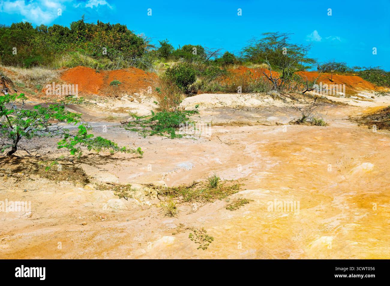 Sarigua, Panamas älteste Siedlungsstätte mit Artefakten aus über 11.000 Jahren. Starkwinde und heftige Regenfälle haben die Erde erodiert Stockfoto