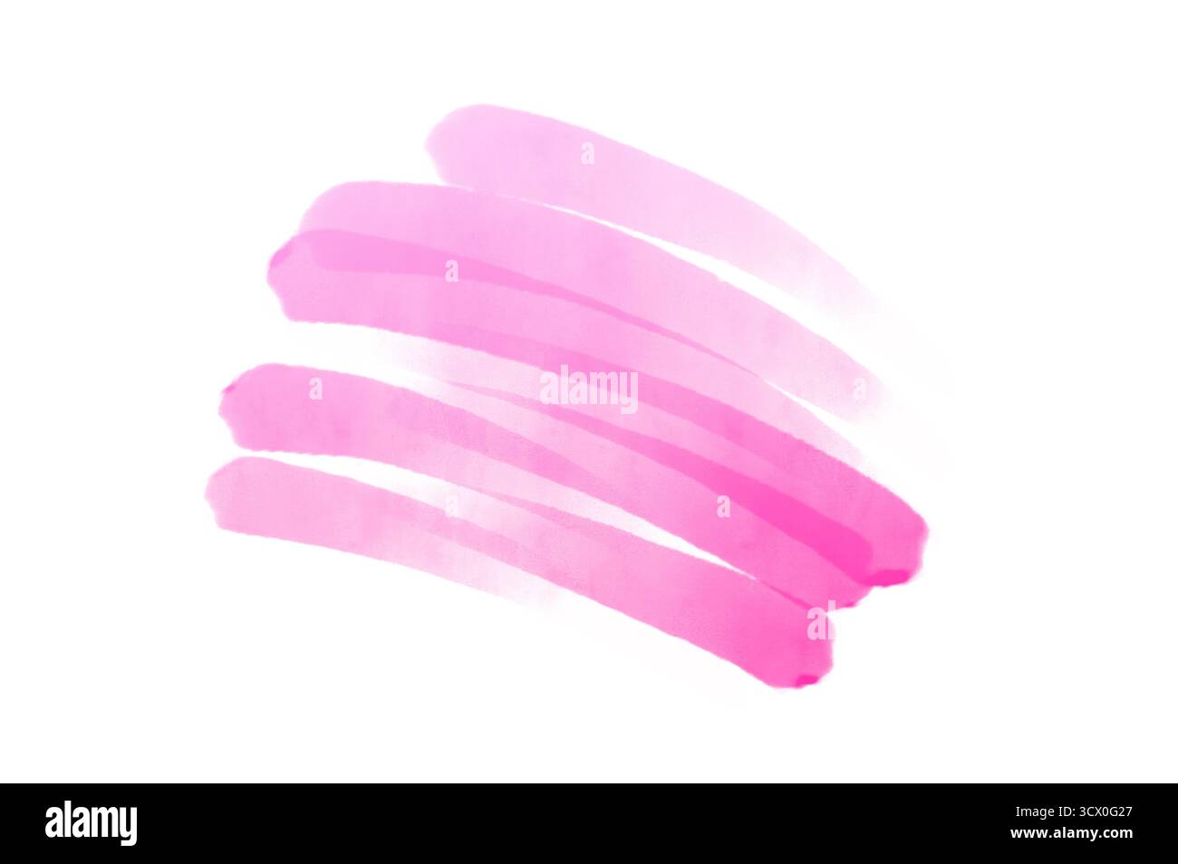 Pinseletikett Streifen violett rosa. Rosa Aquarell Hand gezeichnet isolierte Strichvektorfleckung auf weißem Hintergrund. Wasserfarbe nass Pinsel Farbe Aquarelle krank Stockfoto
