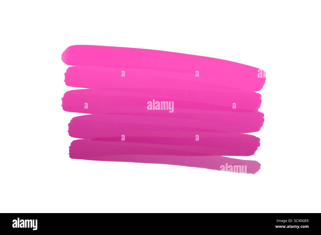 Pinseletikett Streifen violett rosa. Rosa Aquarell Hand gezeichnet isolierte Strichvektorfleckung auf weißem Hintergrund. Wasserfarbe nass Pinsel Farbe Aquarelle krank Stockfoto