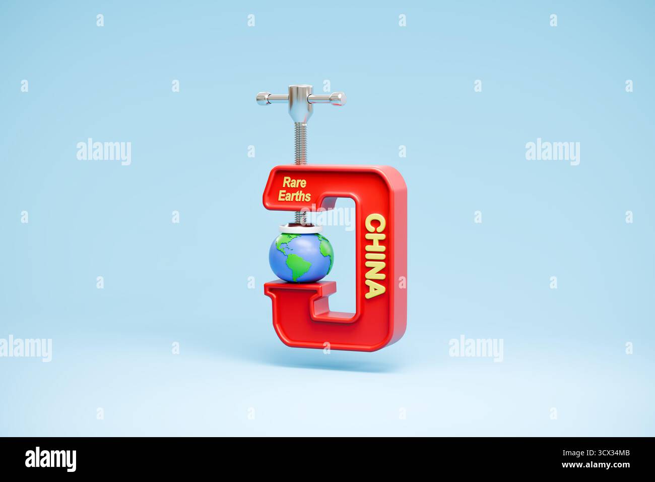 Konzept: China beschränkt den Zugang zu seltenen Erden. Exportbeschränkung für Seltenerdmetalle in China Stockfoto