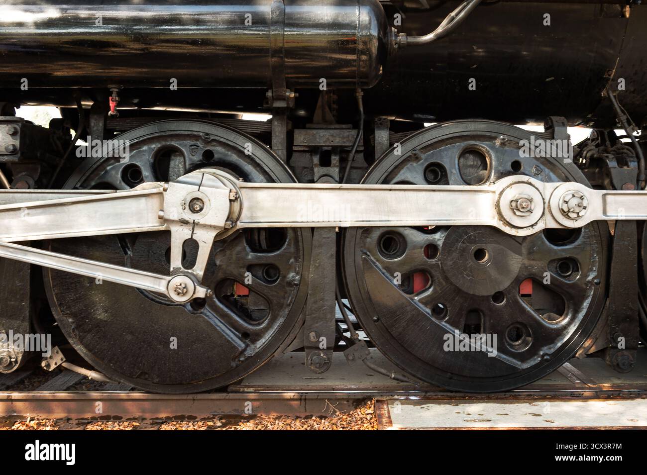 Laufräder der 1944 Milwaukee Road 4-8-4 Dampflokomotive - Vintage Stockfoto