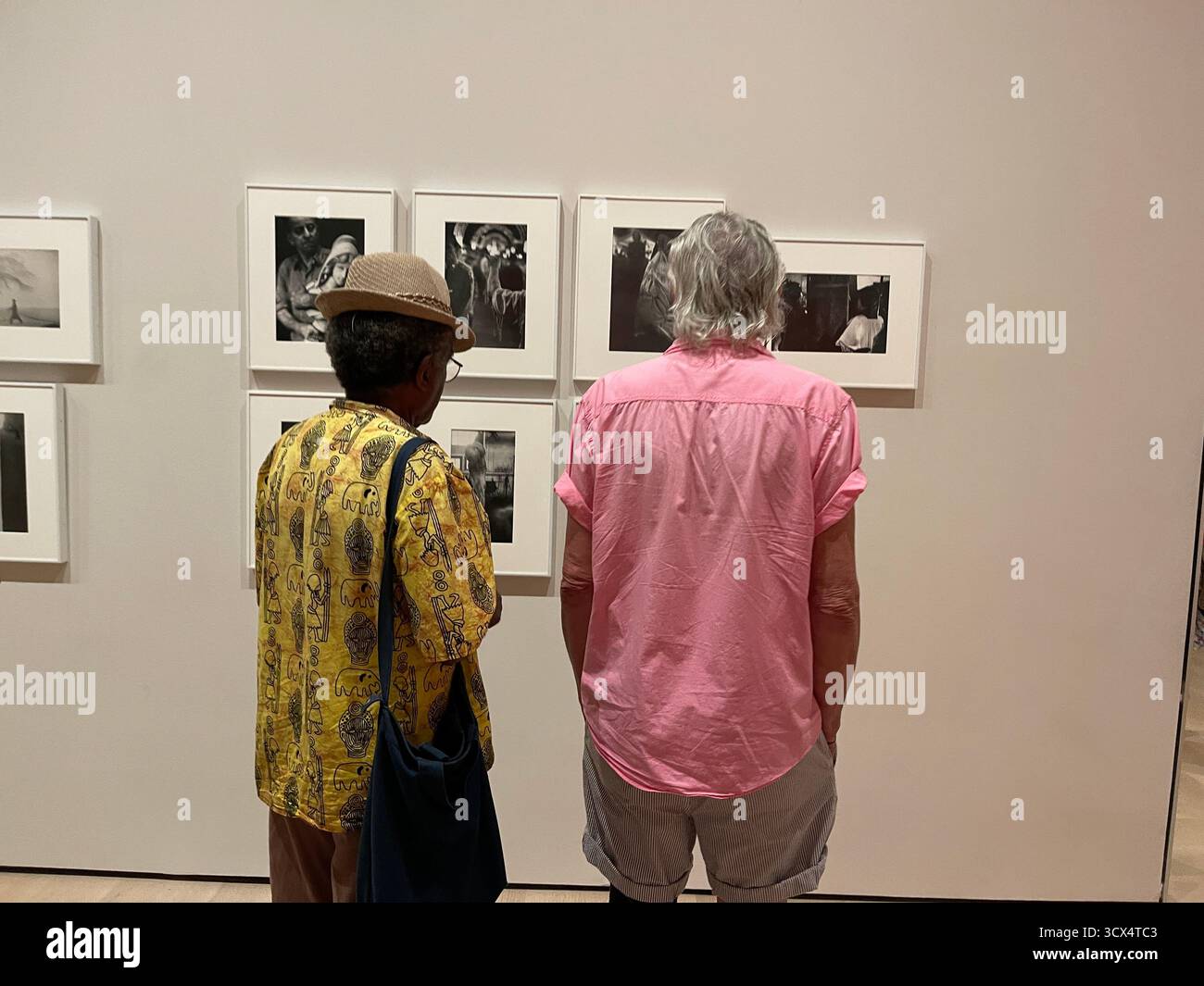 Im Museum of Modern Art in New York City tauchen Besucher in die Kunst ein - Smartphone-aufgenommenes Stockfoto