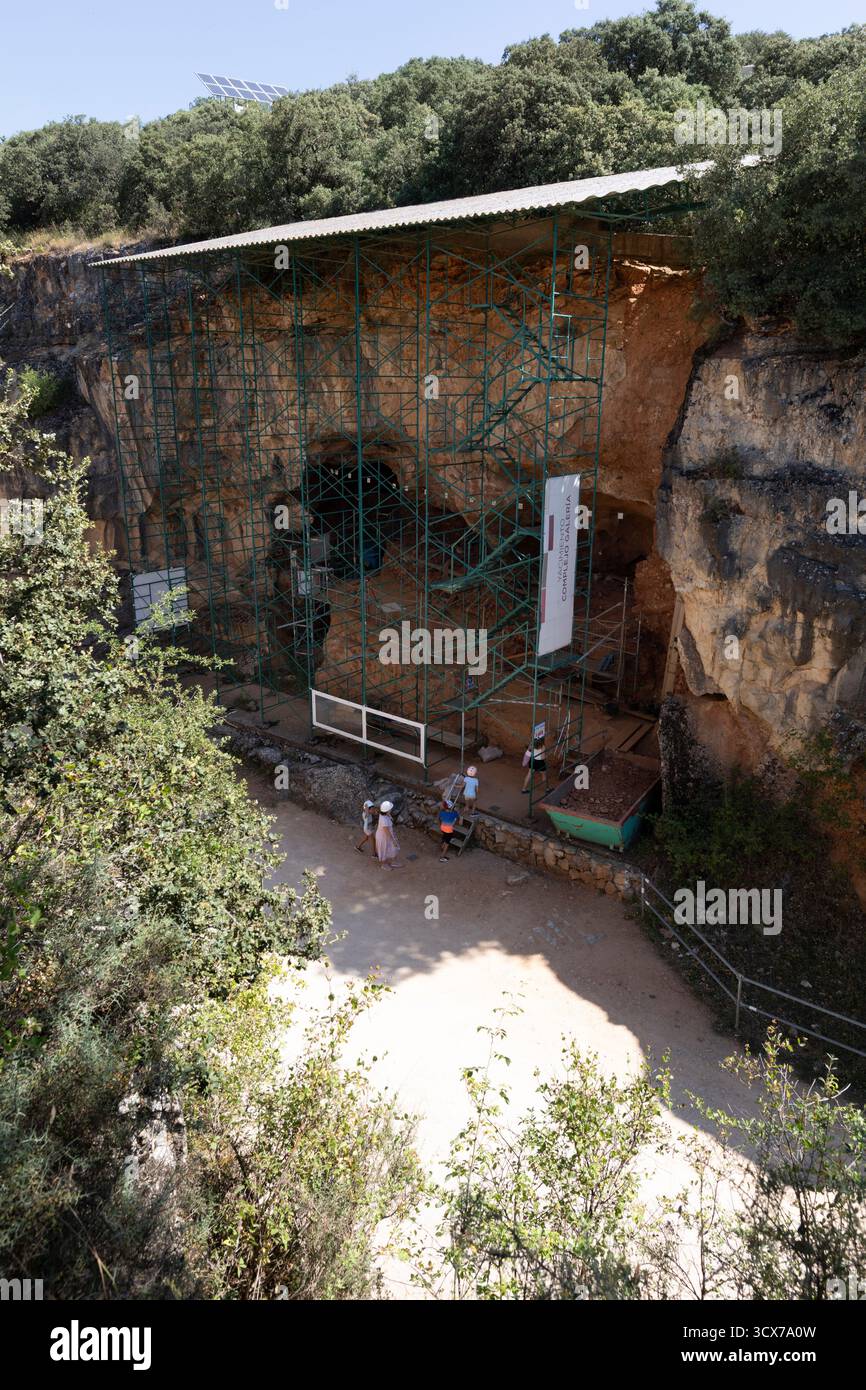 Prähistorische Stätte des Atapuerca Gebirges, Burgos, archäologische Stätte, paläontologische Stätte Stockfoto