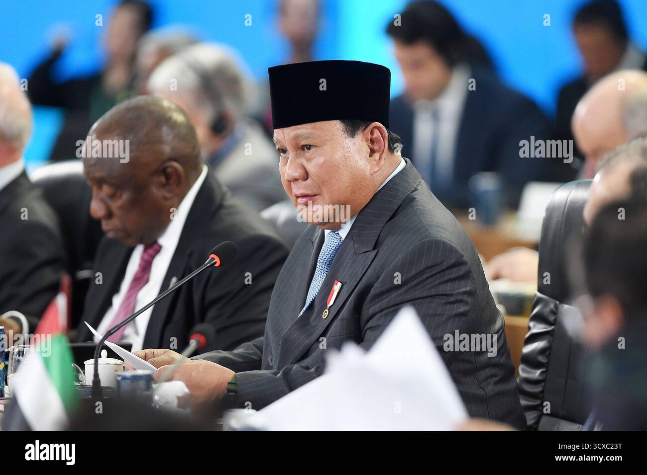Rio de Janeiro, Brasilien, 6. Juli 2025. Präsident der Republik Indonesien, Prabowo Subianto, während einer Sitzung auf der Plenartagung BRICS 2025. Stockfoto