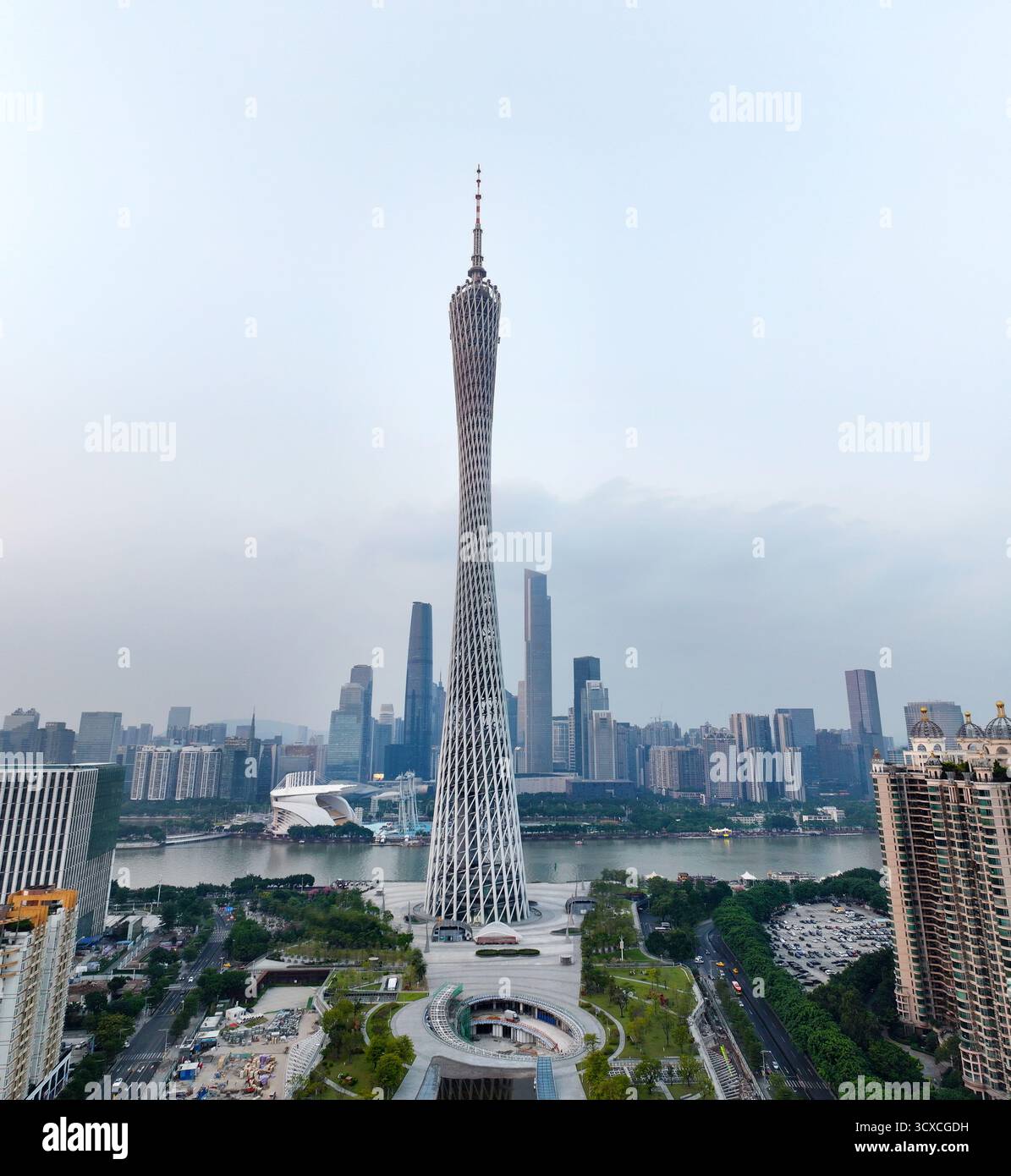 Luftbild der Pearl River Neustadt, das Wahrzeichen der Stadt Guangzhou, Provinz Guangdong Stockfoto