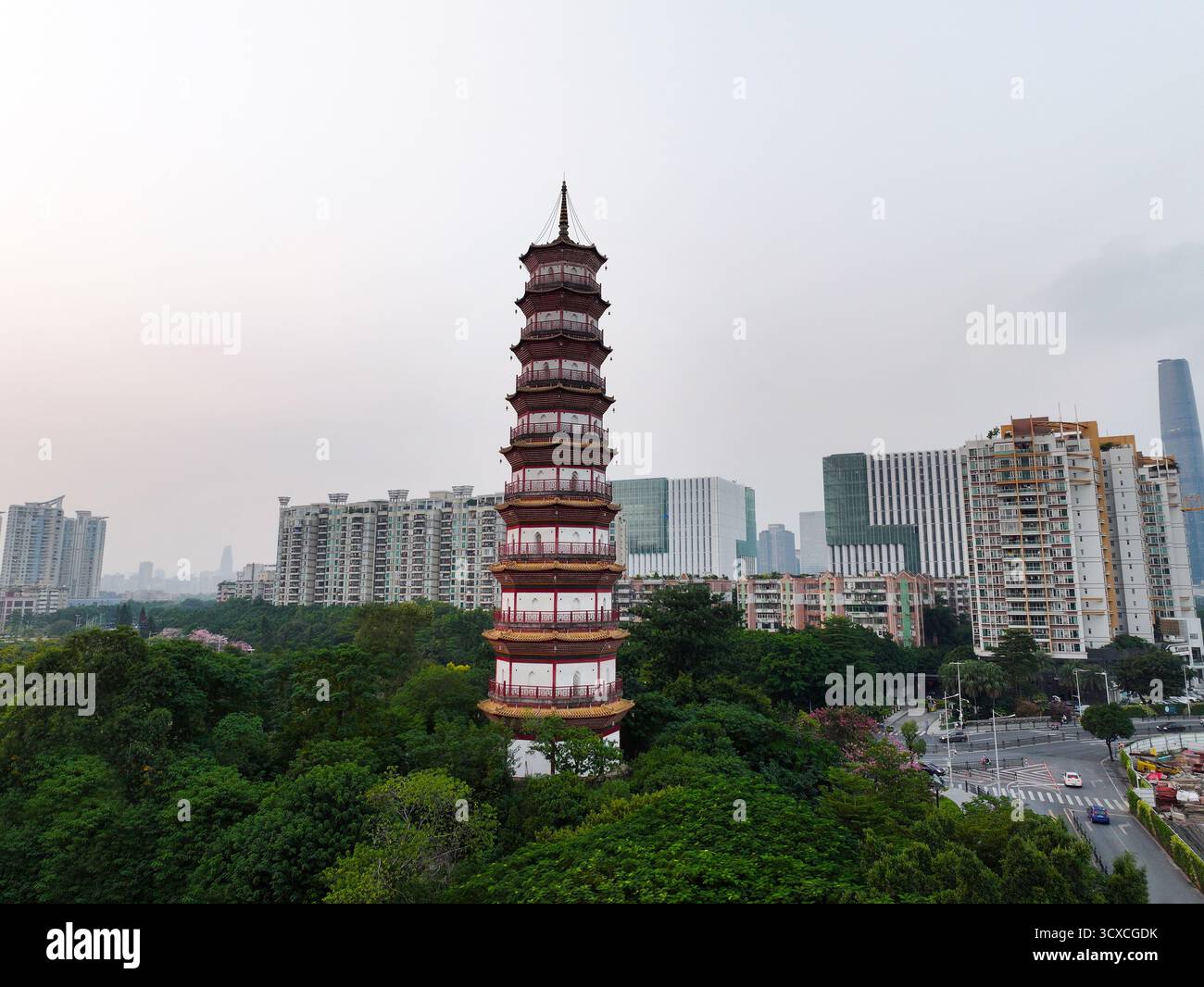 Luftbild der Pearl River Neustadt, das Wahrzeichen der Stadt Guangzhou, Provinz Guangdong Stockfoto