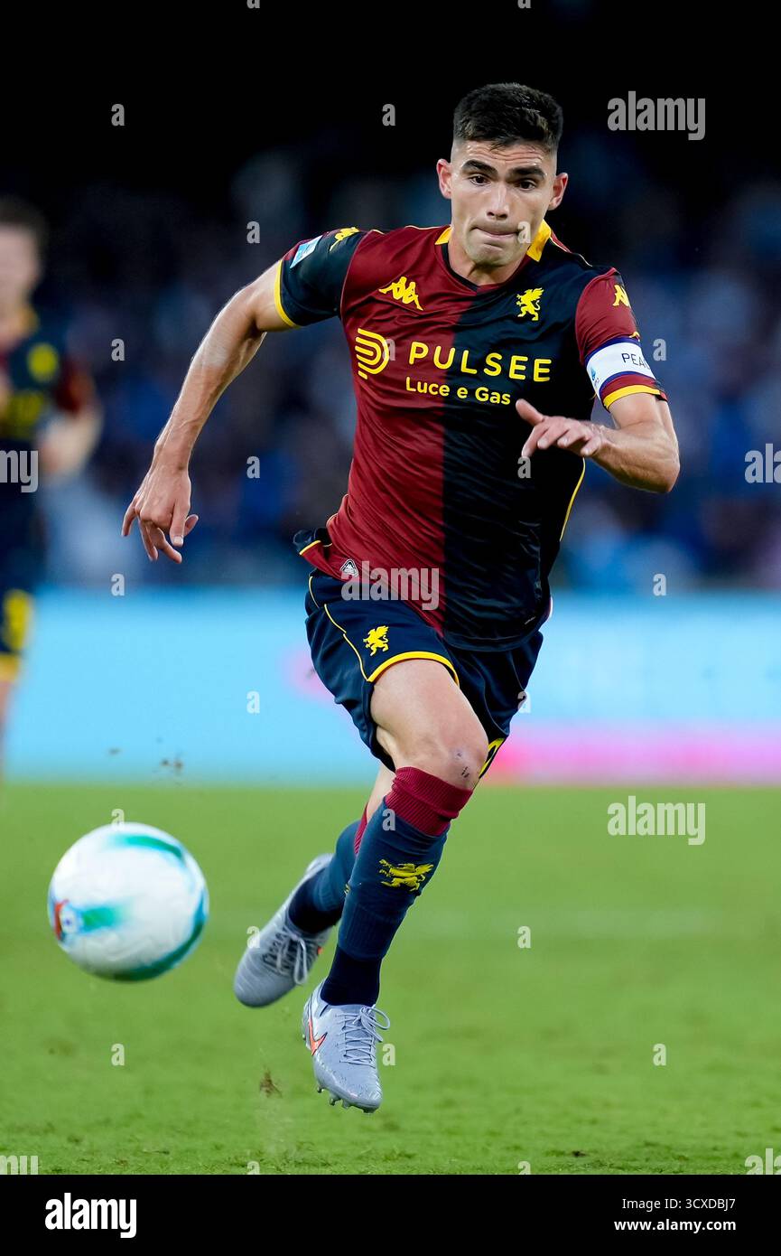 Johan Vasquez von Genua CFC im Spiel der Serie A Enilive zwischen SSC Napoli und Genua CFC im Stadio Diego Armando Maradona am 5. Oktober 2025 in Neapel Stockfoto Johan Vasquez von Genua CFC im Spiel der Serie A Enilive zwischen SSC Napoli und Genua CFC im Stadio Diego Armando Maradona am 5. Oktober 2025 in Neapel Stockfoto