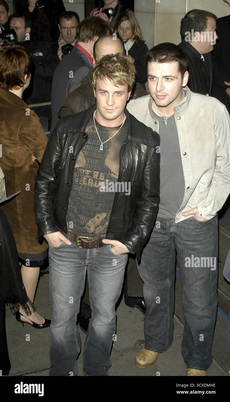 Kian and Mark - Westlife bei der Nobu Japanese Garden Party, Metropolitan Hotel, London 12/3/03 Stockfoto