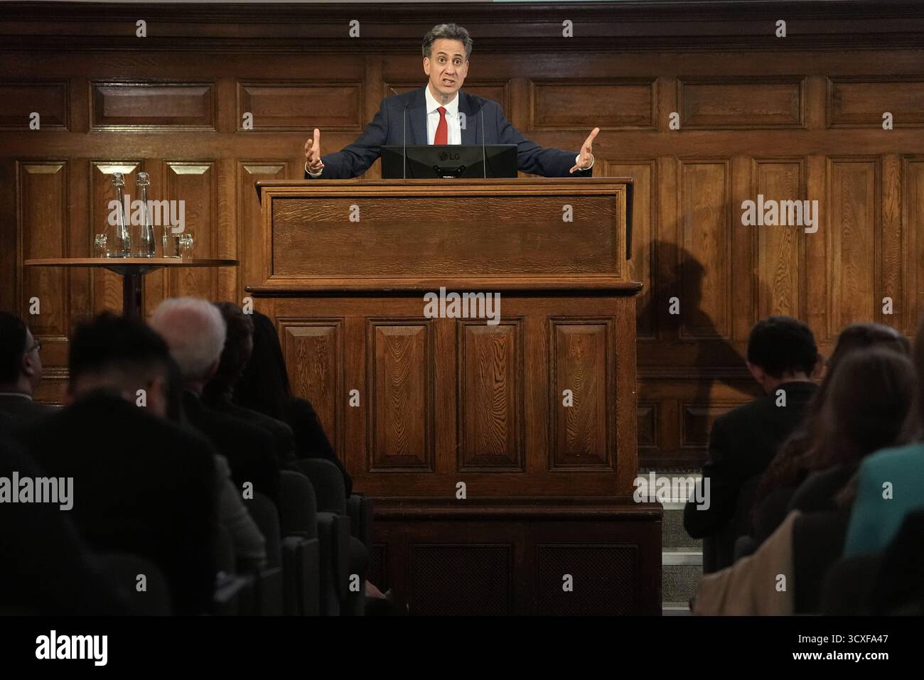 Energieminister Ed Miliband hält eine Rede auf der Energy UK Annual Conference in Westminster, Zentrum von London. Bilddatum: Dienstag, 14. Oktober 2025. Stockfoto