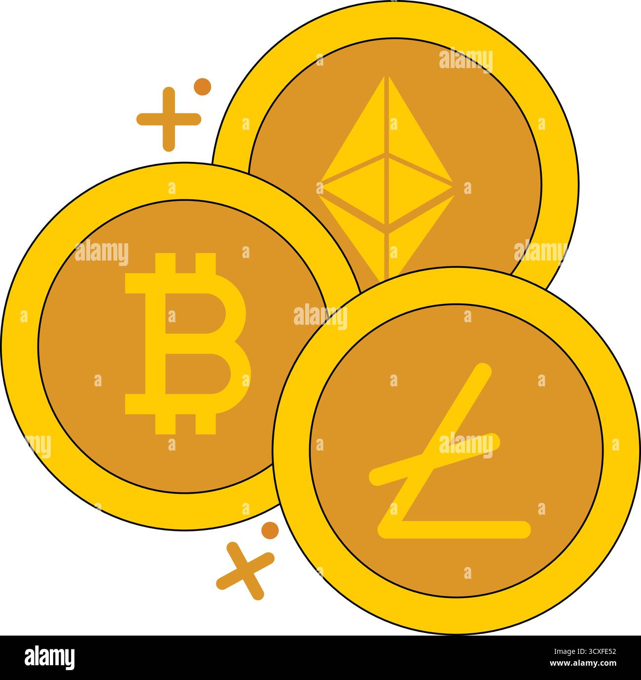 Unterschiedliche Art von Kryptowährung Vektorkonzept Bitcoin Symbol - Vektor Stock Vektor