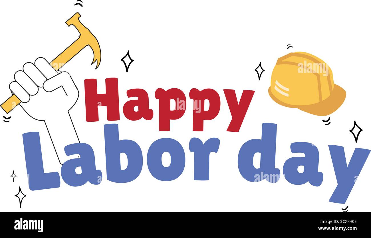 Happy Labor Day Vektor Illustration. Grußkarte zum Arbeitstag. Hintergrund Arbeitstag. Hintergrund Arbeitstag. Hintergrund Arbeitstag. Hintergrund Arbeitstag Stock Vektor