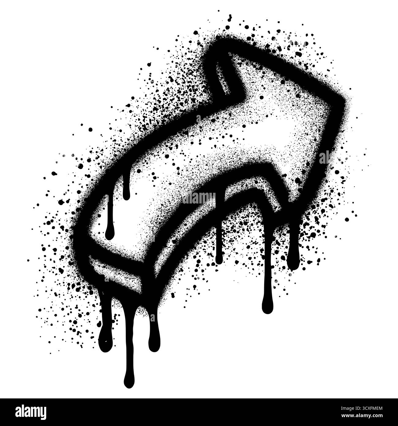 Lackierter Graffiti-Pfeil, isoliert mit weißem Hintergrund gesprüht. Vektorabbildung. Stock Vektor