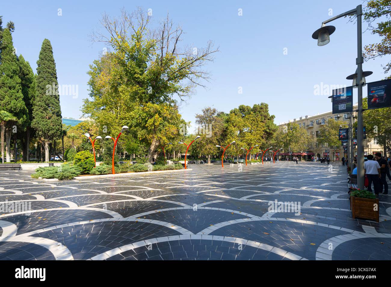 Baku, Aserbaidschan. oktober 2025. Blick auf den Springbrunnenplatz im Stadtzentrum Stockfoto