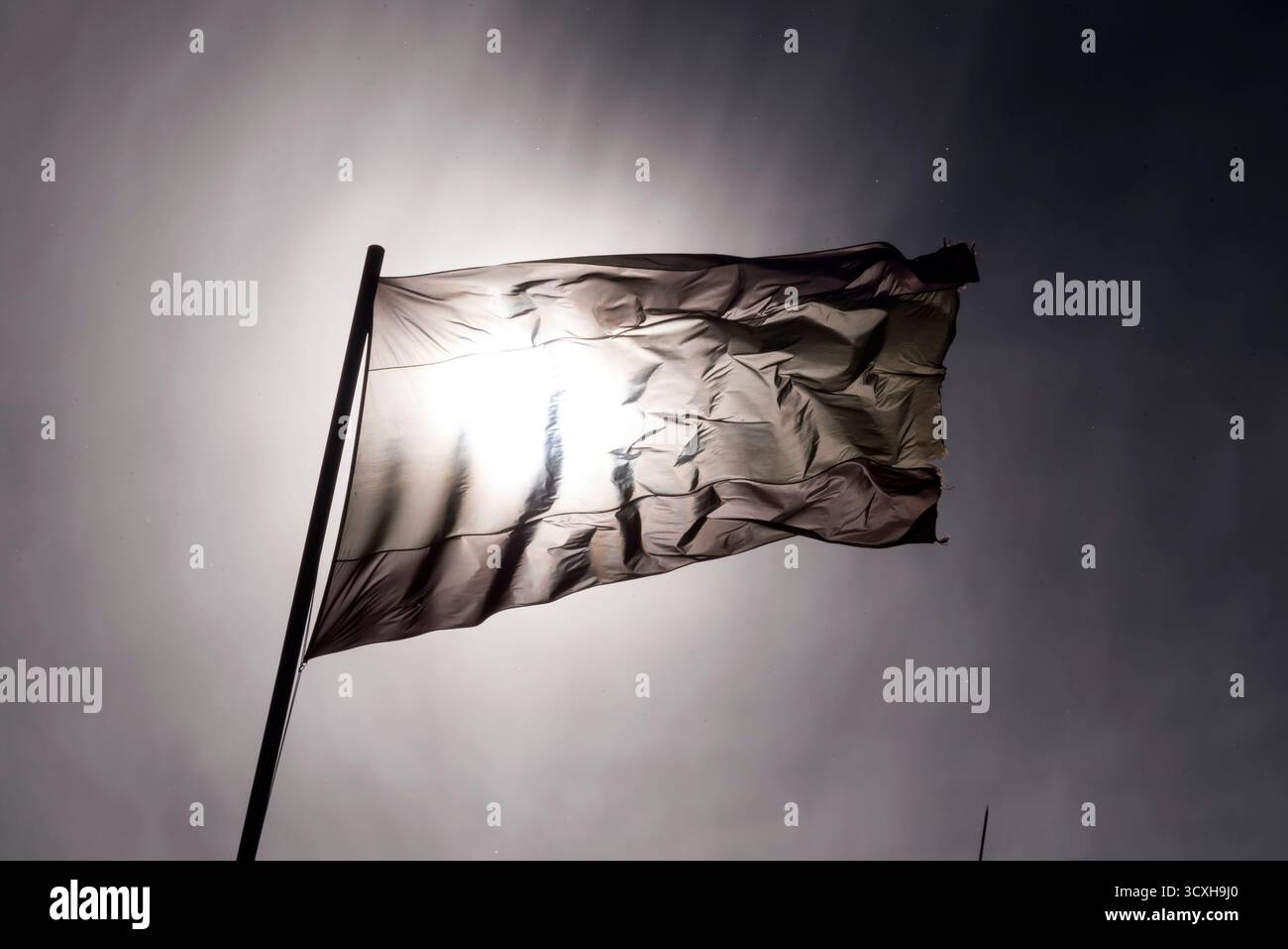 Spanien, Segovia, Alcázar, mit spanischer Flagge Stockfoto