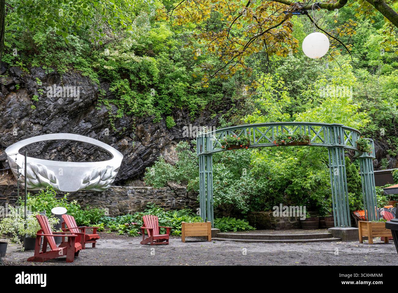 Öffentlicher Bereich, Petit-Champlain District, Old Quebec, Kanada. Stockfoto
