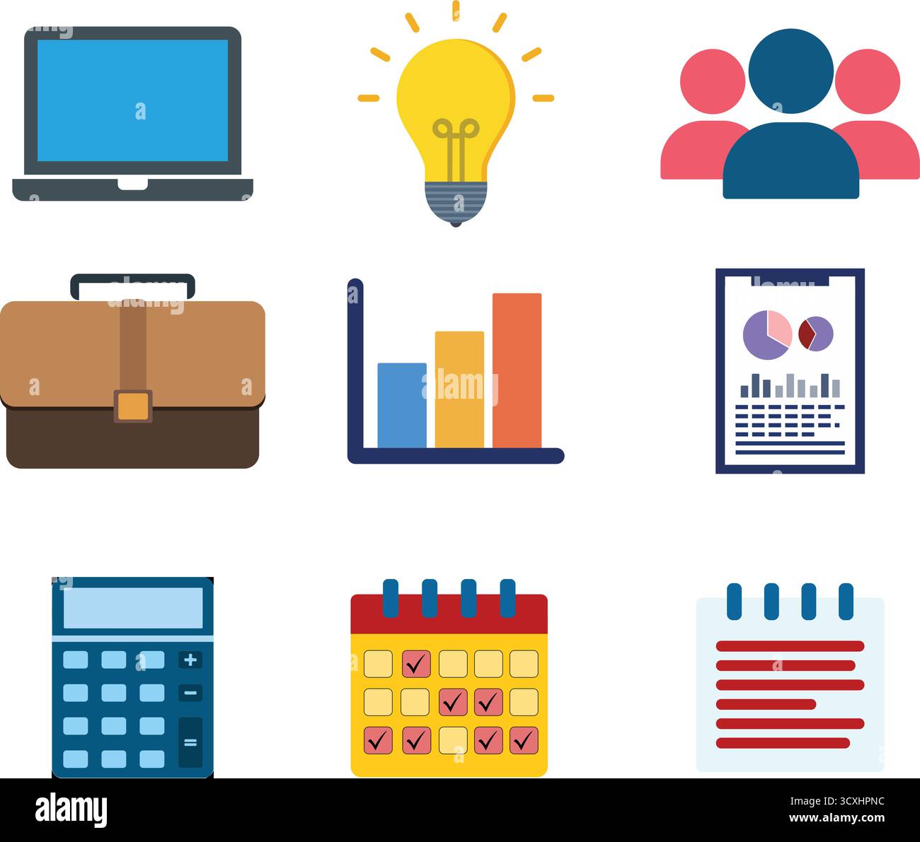 Symbolsatz „Business and Office Essentials“ Stock Vektor