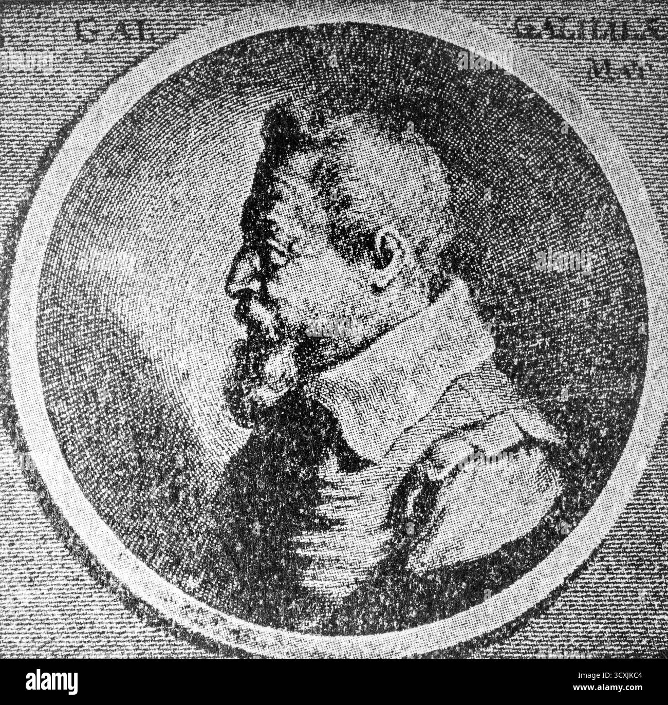 Galileo Galilei Portrait, italienischer Astronom, Physiker und Ingenieur. Entnahme aus dem Handbuch des 19. Jahrhunderts Stockfoto