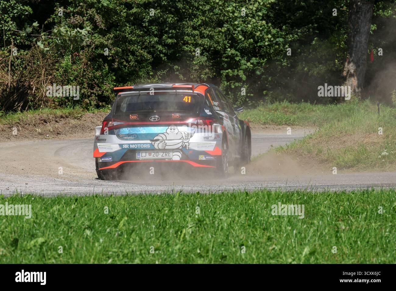Rallye Weiz 2025, Auto Nr. 41. Fahrer: Simon Wagner, Beifahrer: Hanna Ostlender. Team/Fahrzeug: Hyundai i20 N Rally2. Redaktionelle Motorsportfotografie. Stockfoto