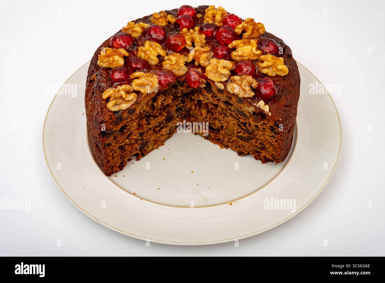 Nussbaum und Obstkuchen Stockfoto