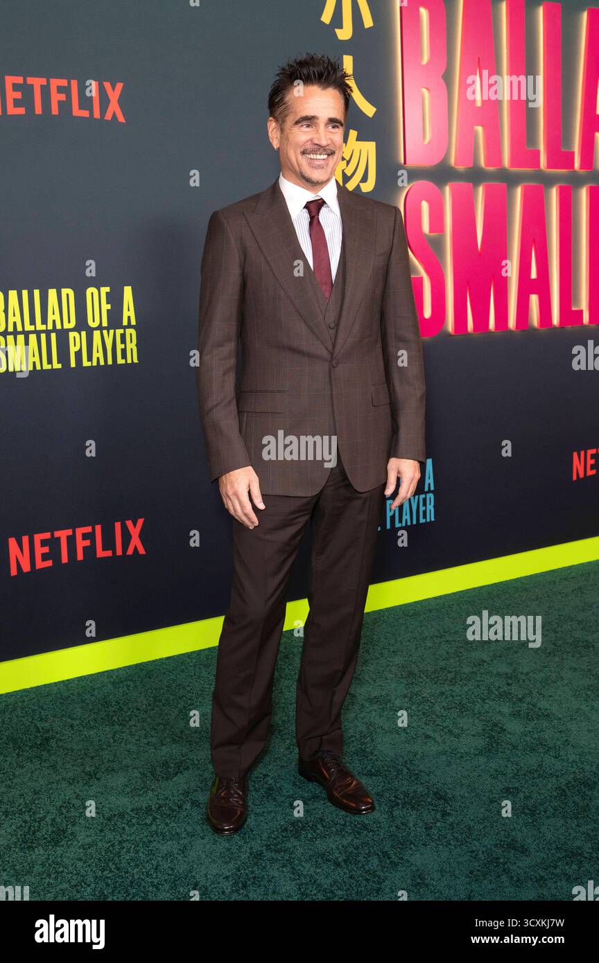 Colin Farrell beim Special Screening des Kinofilms Ballad of a Small Player im Egyptian Theatre. Los Angeles, 14.10.2025 *** Colin Farrell bei der Sondervorführung des Films Ballad of a Small Player im Egyptian Theatre Los Angeles, 14 10 2025 Foto:XC.xVanxWagonerx/xFuturexImagex Player 5095 Stockfoto