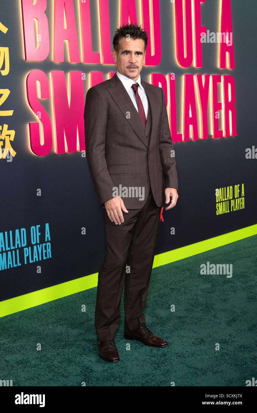 Colin Farrell beim Special Screening des Kinofilms Ballad of a Small Player im Egyptian Theatre. Los Angeles, 14.10.2025 *** Colin Farrell bei der Sondervorführung des Films Ballad of a Small Player im Egyptian Theatre Los Angeles, 14 10 2025 Foto:XC.xVanxWagonerx/xFuturexImagex Player 5092 Stockfoto