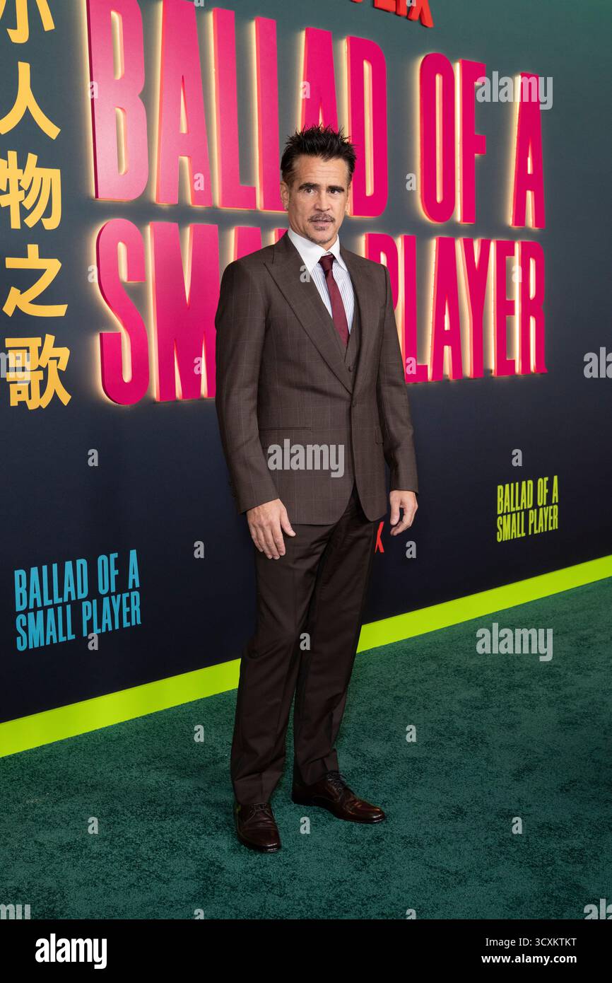 Los Angeles CA, USA, 14. Okt. 2025 Schauspieler Colin Farrell bei Arrivals für Neflix' Sonder-Vorführung der BALLADE Eines KLEINSPIELERS im Egyptian Theatre Hollywood in Los Angeles, CA am 14. Oktober 2025. Quelle: Carla Van Wagoner/Alamy Live News Stockfoto