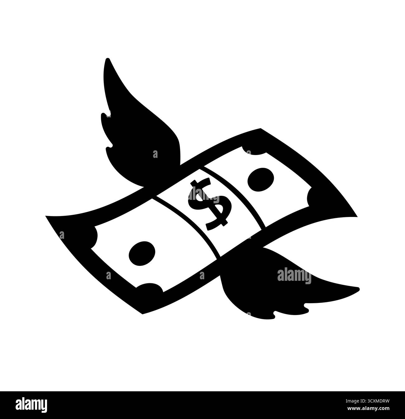 Fliegendes Geld mit Flügeln, die finanzielle Freiheit symbolisieren Stock Vektor