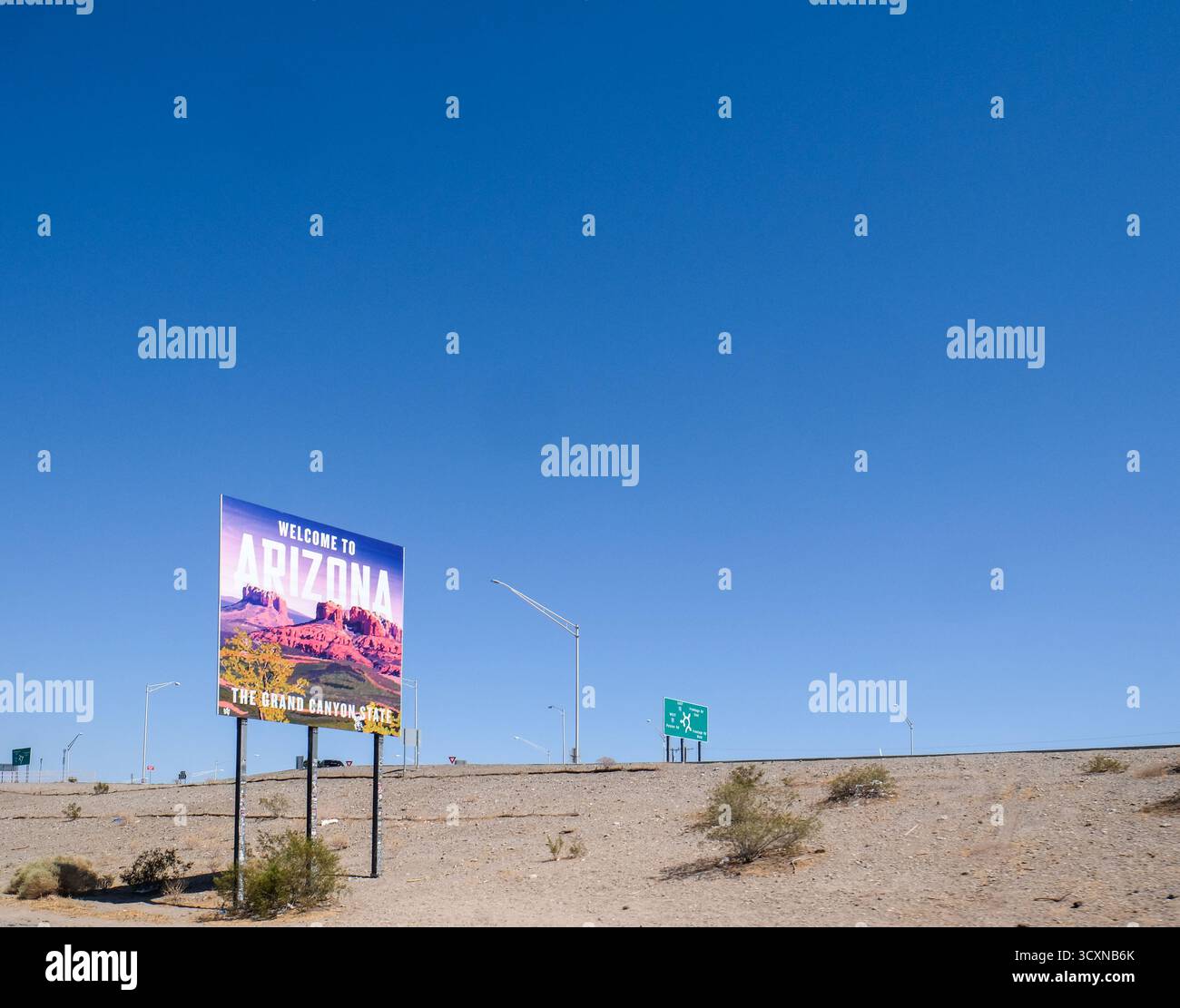 Willkommen im Arizona-Schild, Interstate Highway 10, USA Stockfoto