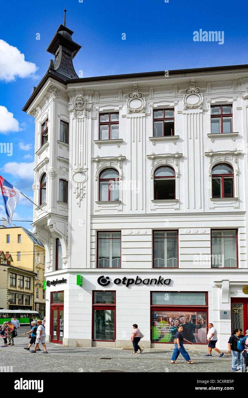 Otpbanka in Ciril-Metodov trg in der Altstadt von Ljubljana, Slowenien Stockfoto