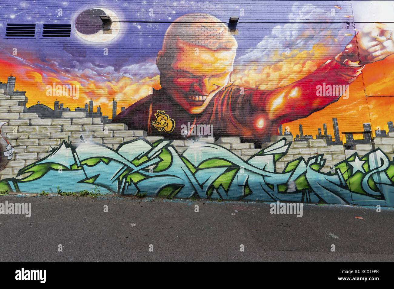 Street Art, Graffiti Malerei, Montreal, Provinz Quebec, Kanada Stockfoto