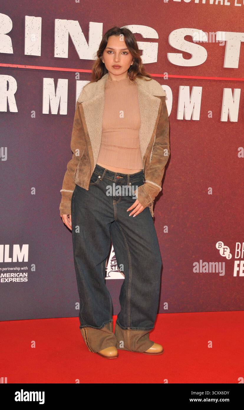 London, Großbritannien. Oktober 2025. Luciana Cordery bei der 69. BFI London Film Festival Headline Gala „Springsteen: Deliver Me from Nowhere“, Tag 8, Royal Festival Hall, Belvedere Road, am Mittwoch, den 15. Oktober 2025 in London, England, Großbritannien. CAP/CAN © CAN/Capital Pictures Credit: Capital Pictures/Alamy Live News Stockfoto